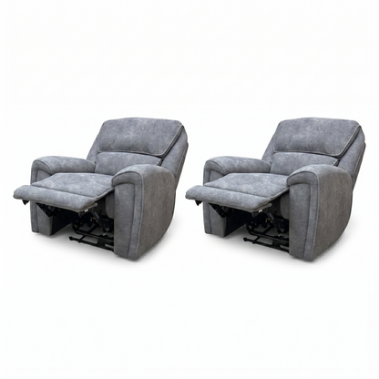 ‘Ricky’ Charcoal Grey Teddy Velvet Power Recliner Chair - Set of 2