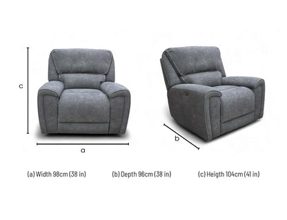 ‘Ricky’ Charcoal Grey Teddy Velvet Power Recliner Chair - Set of 2
