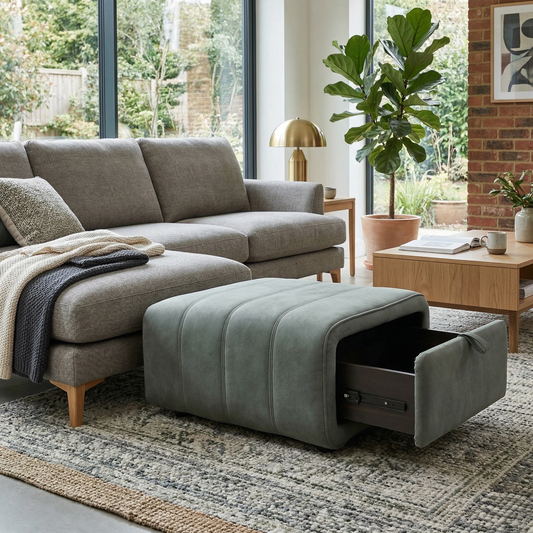‘Elphaba’ Dexter Fern Green 43514 Velvet Storage Footstool