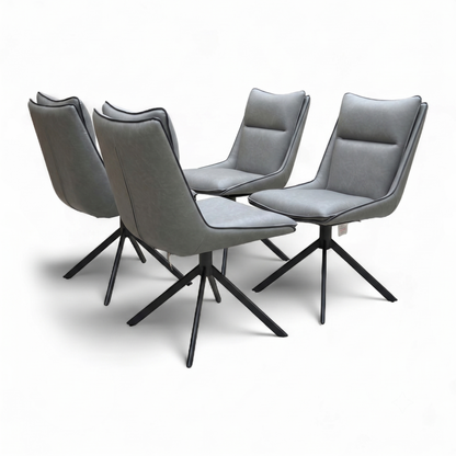 ‘Catalina’ Dark Grey Faux Leather Set of 4 Swivel Dining Chairs