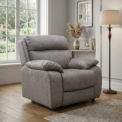 ‘Moreno’ Bfa-Ori-R25 Taupe Grey Heavy Duty Suede Fabric Armchair