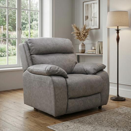 ‘Moreno’ Bfa-Ori-R25 Taupe Grey Heavy Duty Suede Fabric Armchair