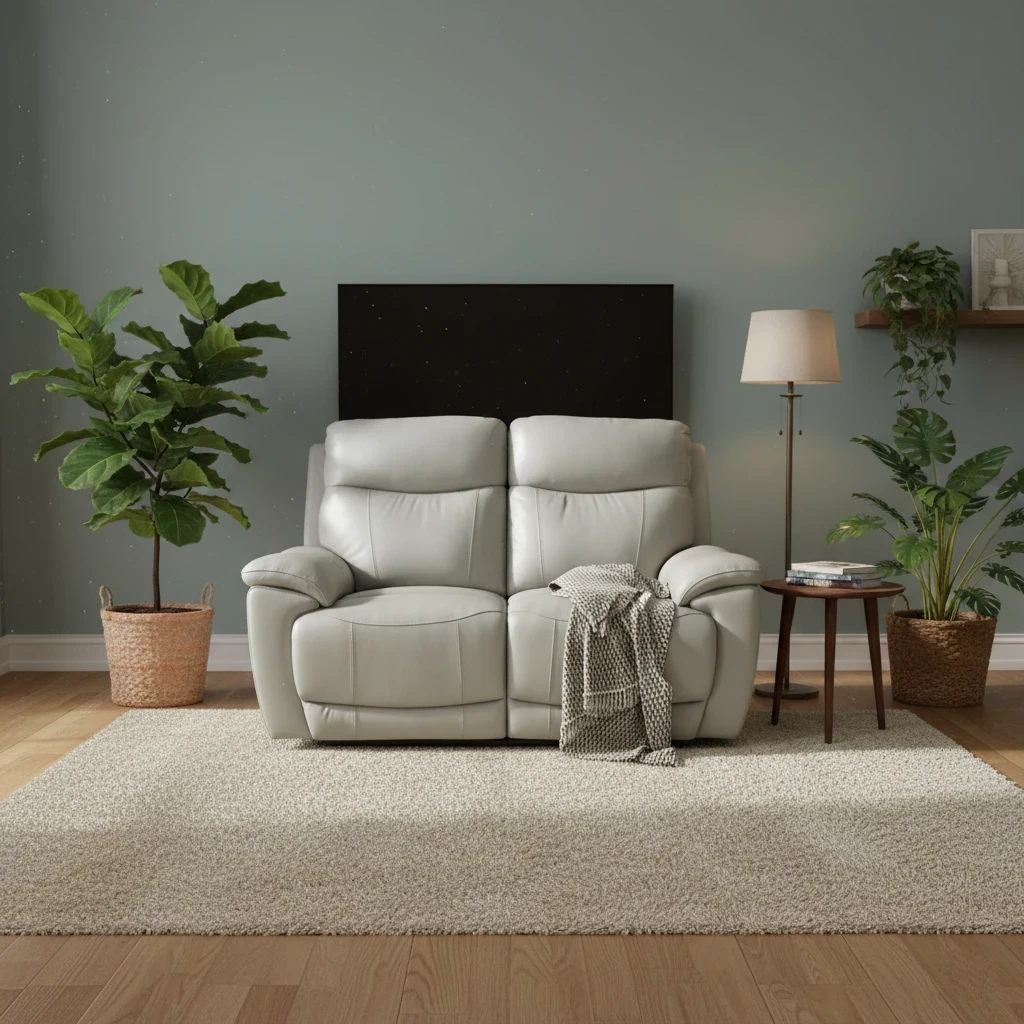 Detail of the New Grey leather upholstery and stitching.