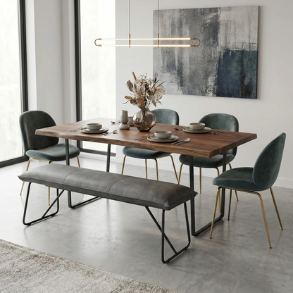 ‘Ruben’ Dark Grey Faux Suede Large Standard Dining Bench