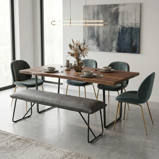‘Ruben’ Dark Grey Faux Suede Large Standard Dining Bench