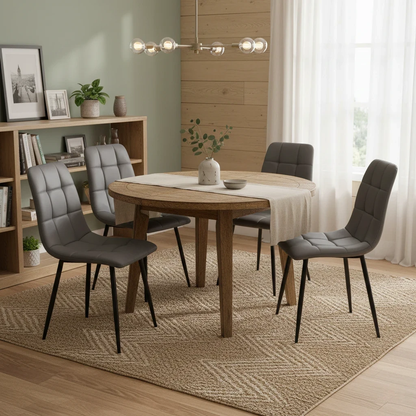 'Maya' Grey Faux Leather Fixed Dining Chair - Set of 4