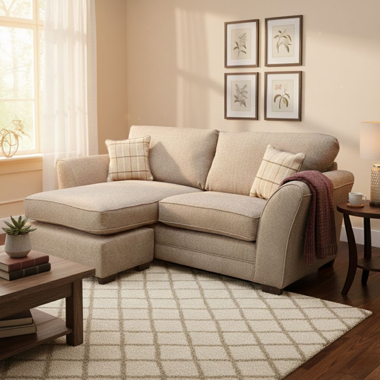 Living Room of the ‘Amelia’ Sofa showing the reversible chaise functionality