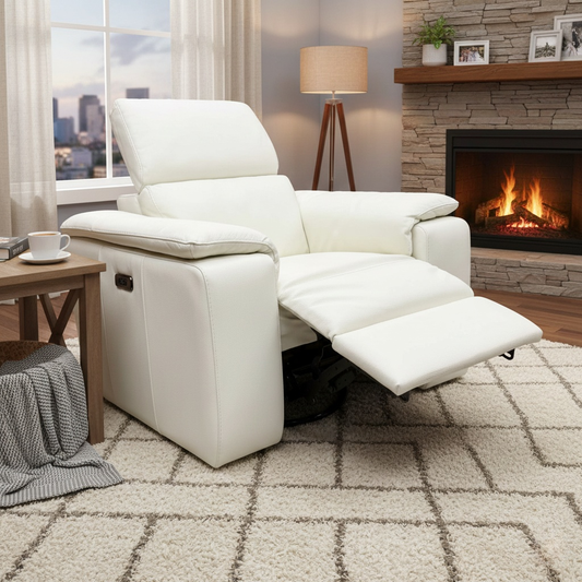 Living room of the Nicoletti 'Davide' Swivel Rocker Power Recliner Chair.