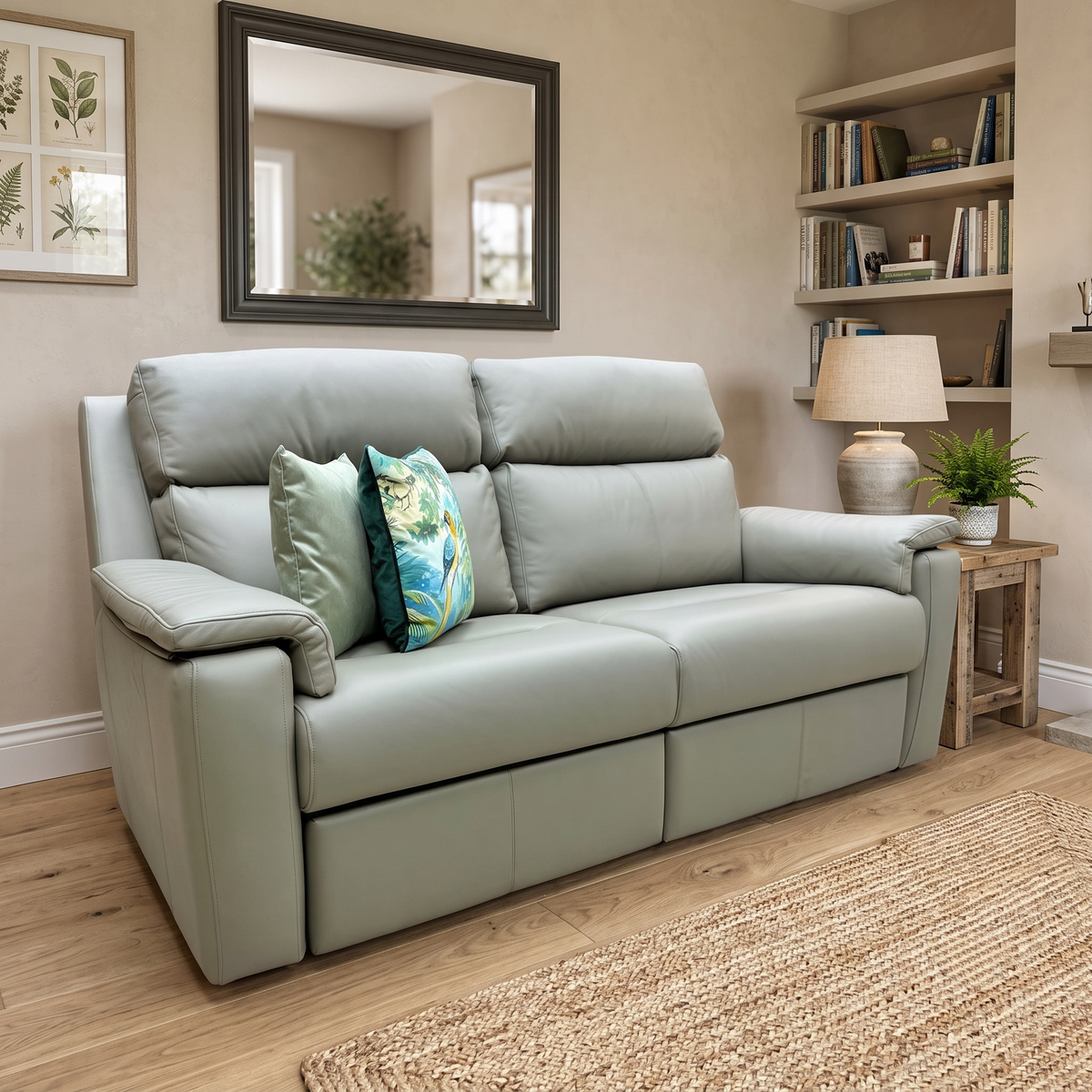 G Plan ‘Thornbury’ L858 Cambridge Olive Leather 3 Seater Sofa Furniture Village