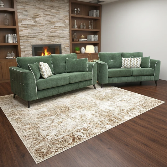 Living Room view of the 3-seater sofa, showcasing the formal back cushions and high-back design.