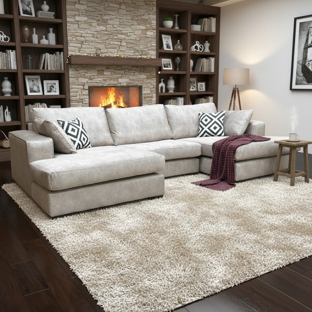 Living Room Shot showing the depth of the 160cm chaise end and the clean, modern lines of the sofa frame.