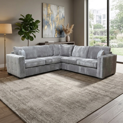 ‘Chelsea' Grey Derwent Soft Weave Fabric 2 Corner 2 Sofa