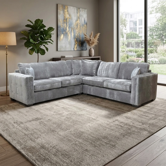 ‘Chelsea' Grey Derwent Soft Weave Fabric 2 Corner 2 Sofa