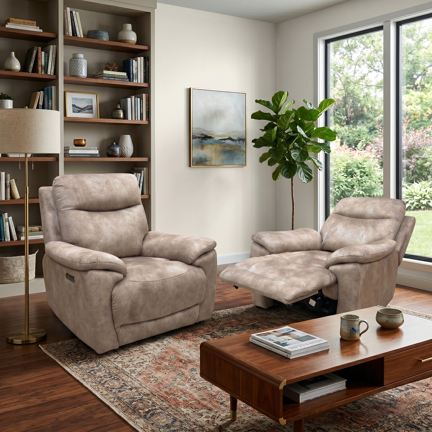'Sloane' Marble Charcoal Grey Velvet Power Recliner Chair - Set of 2