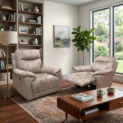 'Sloane' Marble Charcoal Grey Velvet Power Recliner Chair - Set of 2