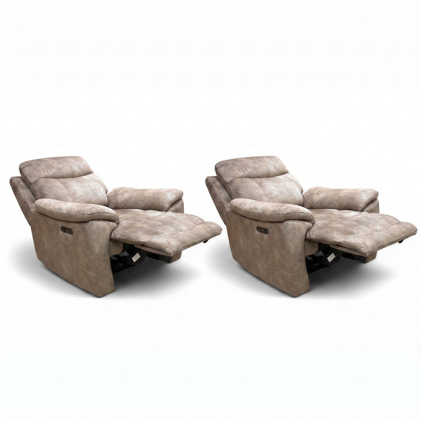 'Sloane' Marble Charcoal Grey Velvet Power Recliner Chair - Set of 2