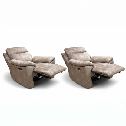 'Sloane' Marble Charcoal Grey Velvet Power Recliner Chair - Set of 2