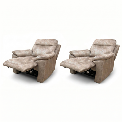 'Sloane' Marble Charcoal Grey Velvet Power Recliner Chair - Set of 2