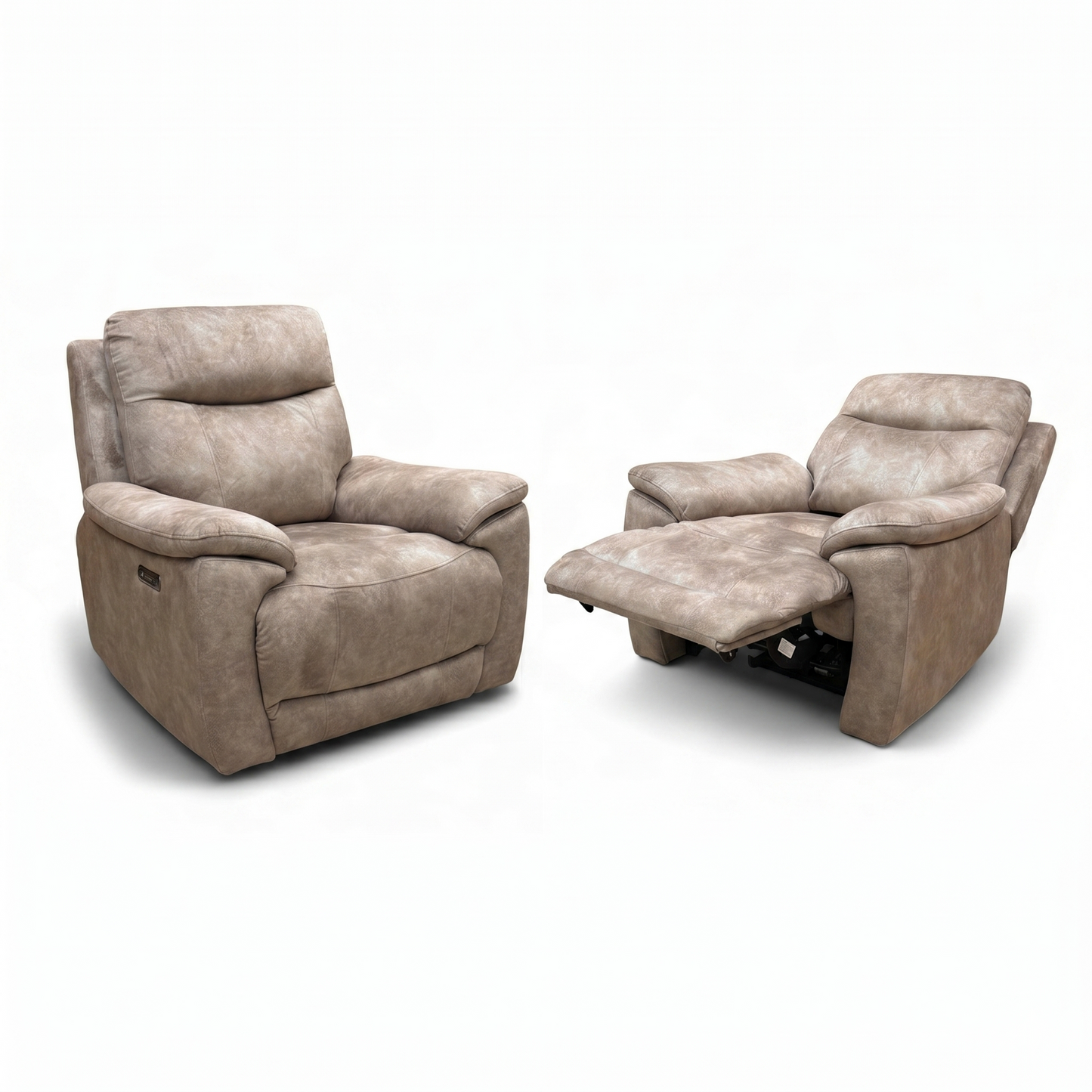 'Sloane' Marble Charcoal Grey Velvet Power Recliner Chair - Set of 2