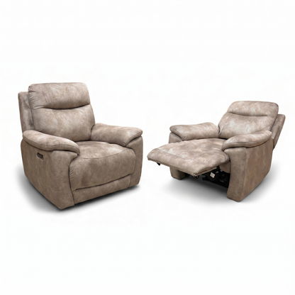 'Sloane' Marble Charcoal Grey Velvet Power Recliner Chair - Set of 2