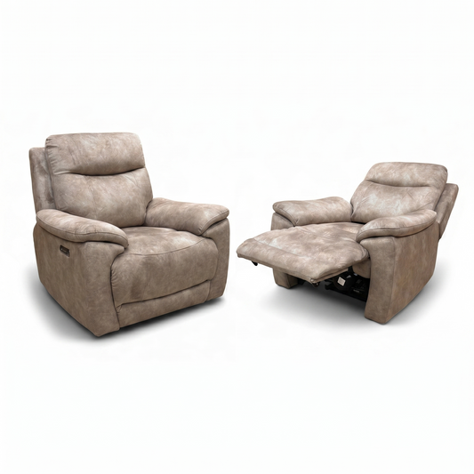 'Sloane' Marble Charcoal Grey Velvet Power Recliner Chair - Set of 2
