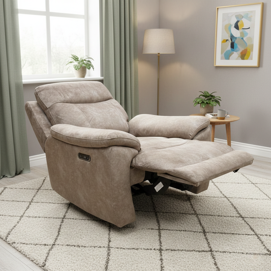 'Sloane' 18175 Marble Charcoal Grey Fabric Power Recliner Chair