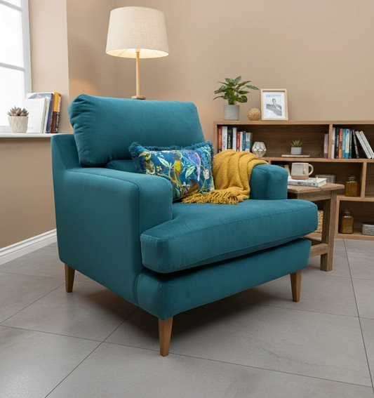 The Lounge Co. 'Romilly' Evening Teal Eve259 Velvet Armchair