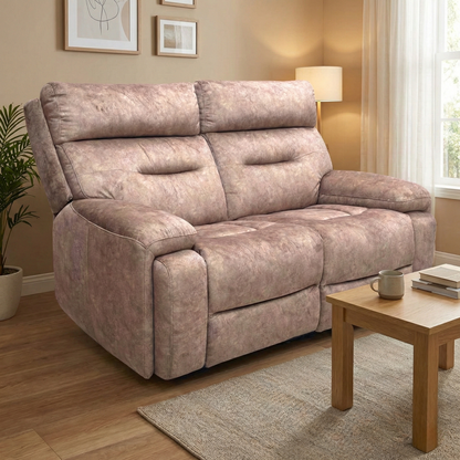 Living room of the Cinemax 2-seater sofa, highlighting the textured dapple velvet upholstery and pocket sprung cushioning.