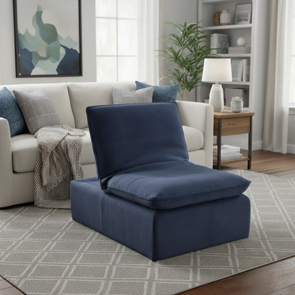 ‘Starlight Express’ Dark Navy Blue Velvet Chair Storage Footstool