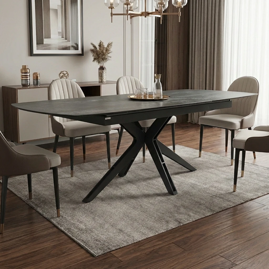 ‘Jose’ Dark Steel 160cm Pop-up Extending Dining Table