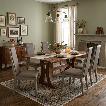 'Lusso' Taupe Panelled Faux Leather Dining Chairs - Set of 6