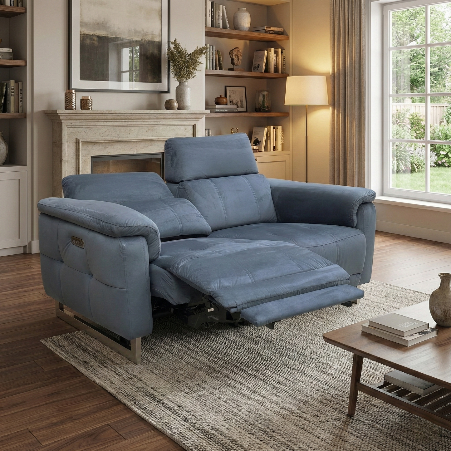 ‘Moet’ Opulence Charcoal Velvet 2 Seater Power Recliner Sofa with Telescopic Headrests