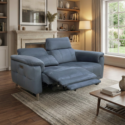 ‘Moet’ Opulence Charcoal Velvet 2 Seater Power Recliner Sofa with Telescopic Headrests