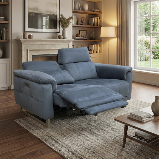 ‘Moet’ Opulence Charcoal Velvet 2 Seater Power Recliner Sofa with Telescopic Headrests