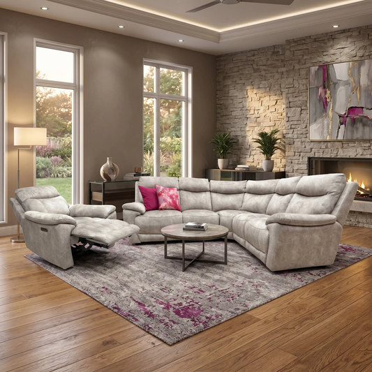 'Sloane' Marble Charcoal Grey Velvet Large 2 Corner 2 Sofa + Armchair