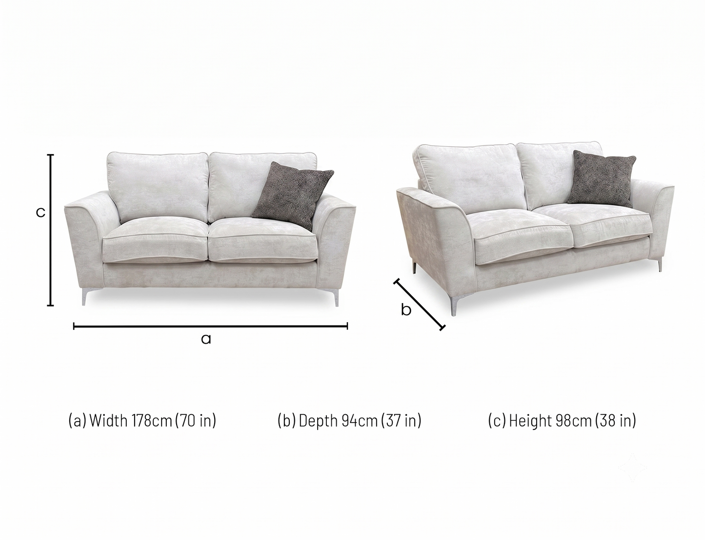 ‘Legend’ Kingston Silver Fabric Classic Back 2 Seater + Classic Back Armchair Sofa Set