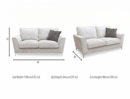 ‘Legend’ Kingston Silver Fabric Classic Back 2 Seater + Classic Back Armchair Sofa Set