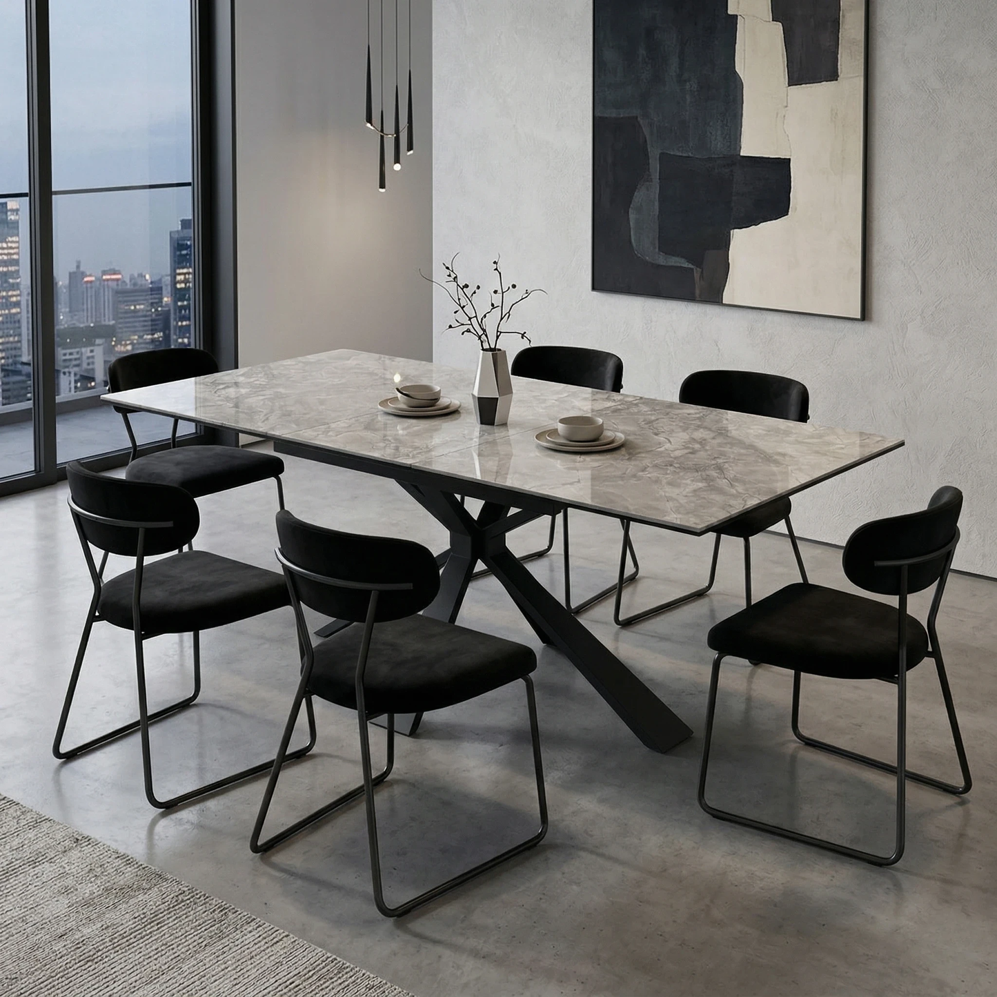 'Crete' Ceramic Top 180cm Large Extending Dining Table