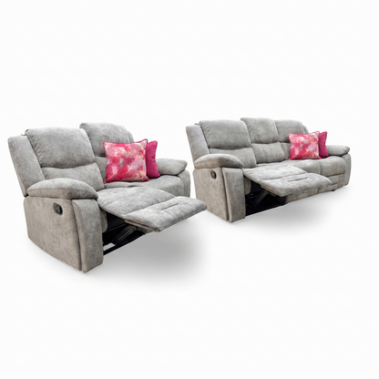 'Weston' Mocha Tight Weave Fabric 3 + 2 Seater Manual Recliner Sofa Set with Drop Down Cup Holders