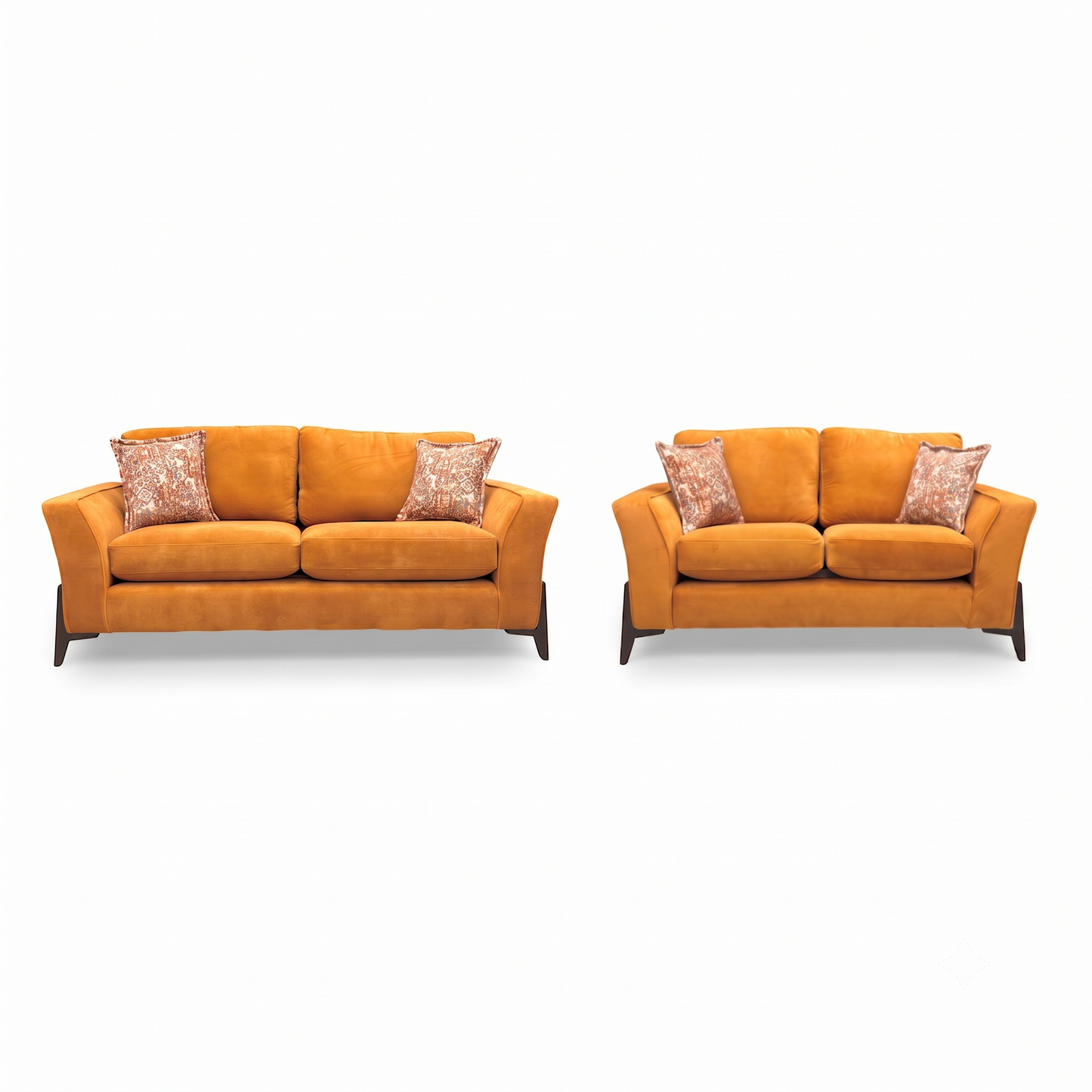 'Collins' Almond Orange Towel Velvet 3 + 2 Seater Sofa Set