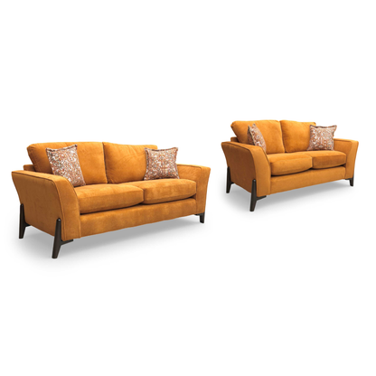 'Collins' Almond Orange Towel Velvet 3 + 2 Seater Sofa Set
