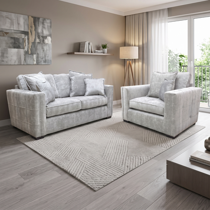 'Chelsea' Meridian Truffle Soft Weave Fabric Formal Back 3 Seater + Cuddler Chair Sofa Set