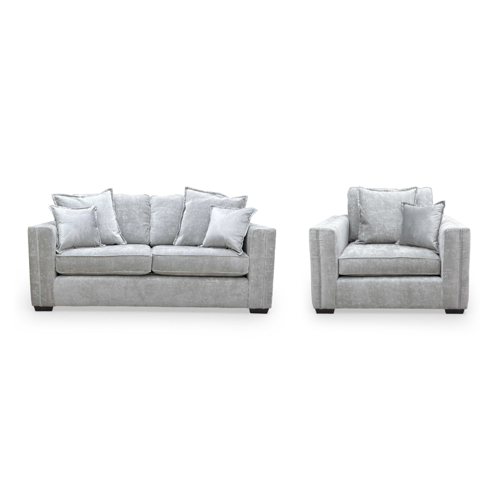 'Chelsea' Meridian Truffle Soft Weave Fabric Formal Back 3 Seater + Cuddler Chair Sofa Set