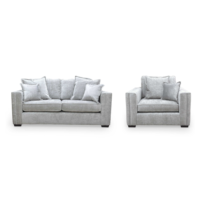 'Chelsea' Meridian Truffle Soft Weave Fabric Formal Back 3 Seater + Cuddler Chair Sofa Set