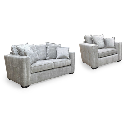 'Chelsea' Meridian Truffle Soft Weave Fabric Formal Back 3 Seater + Cuddler Chair Sofa Set