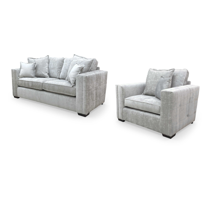 'Chelsea' Meridian Truffle Soft Weave Fabric Formal Back 3 Seater + Cuddler Chair Sofa Set