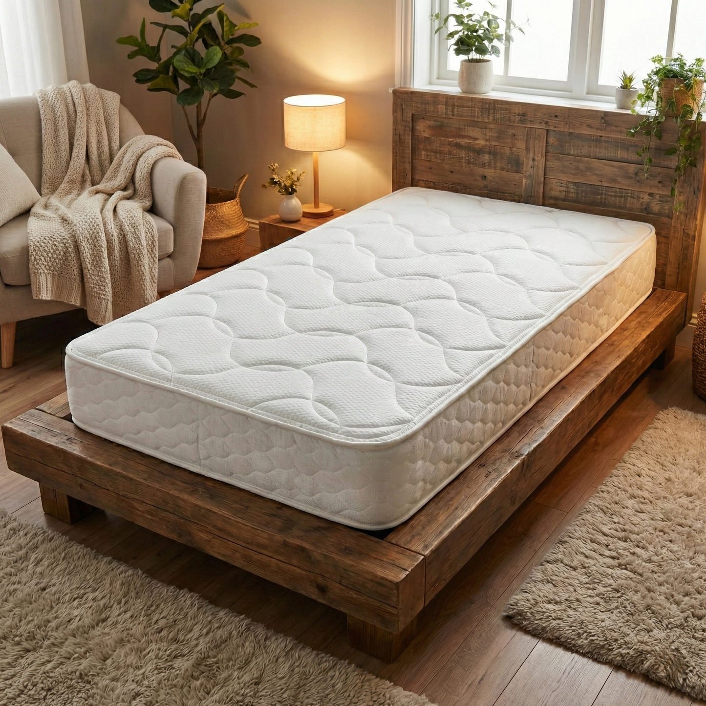 Living Room shot of the Silentnight Single Mattress, highlighting the responsive memory foam layer and breathable fabric cover.