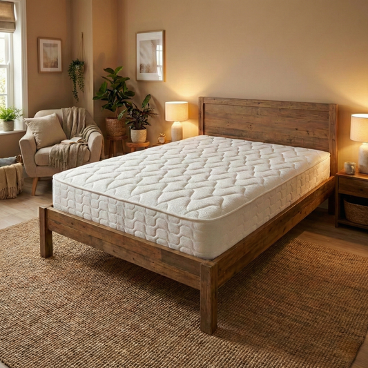 Bedroom short for the Silentnight Miracoil Ortho Mattress, highlighting the 782 pocket springs and orthopaedic spinal alignment.