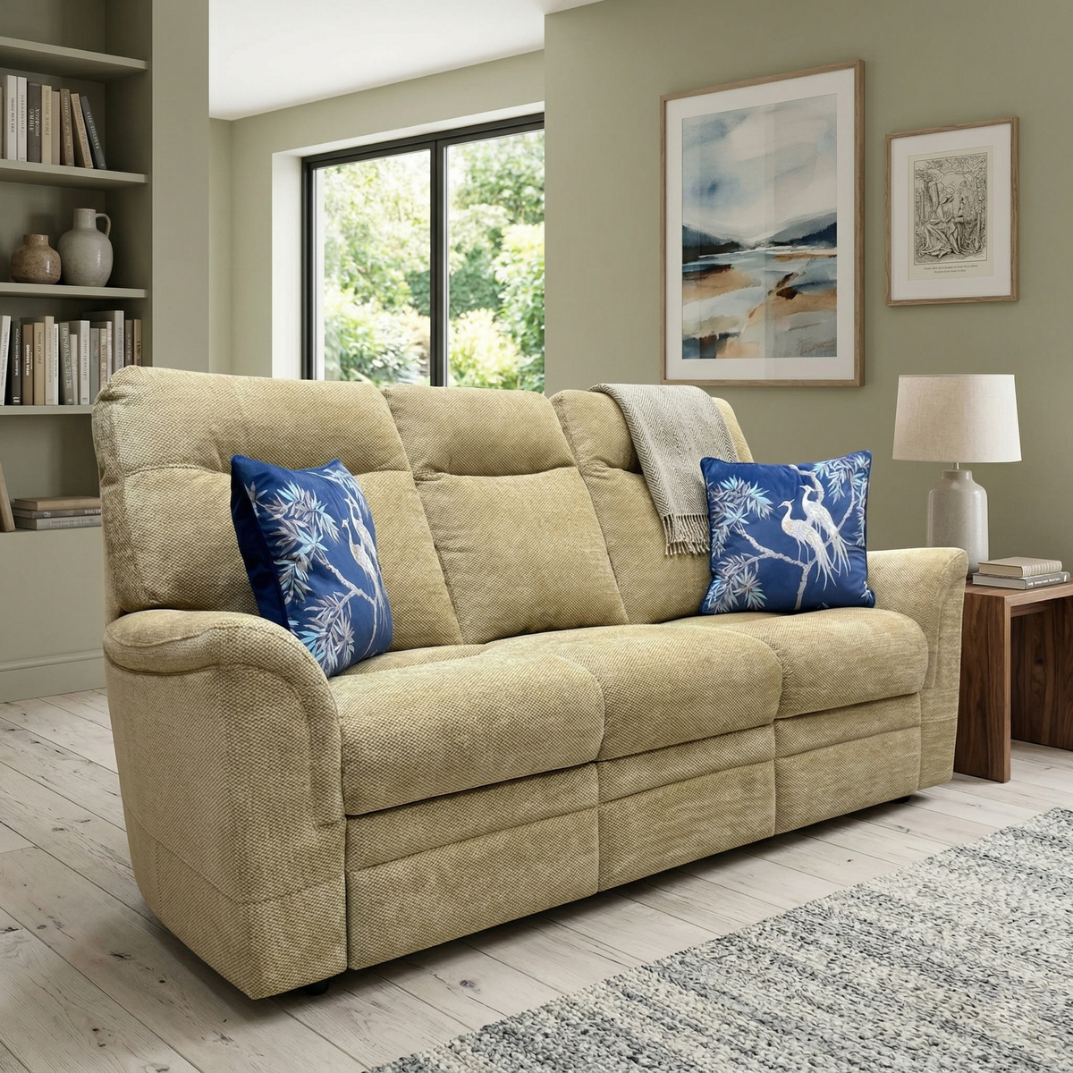Parker Knoll 'Hudson 23' Mixed Weave Dark Beige Fabric 3 Seater Sofa
