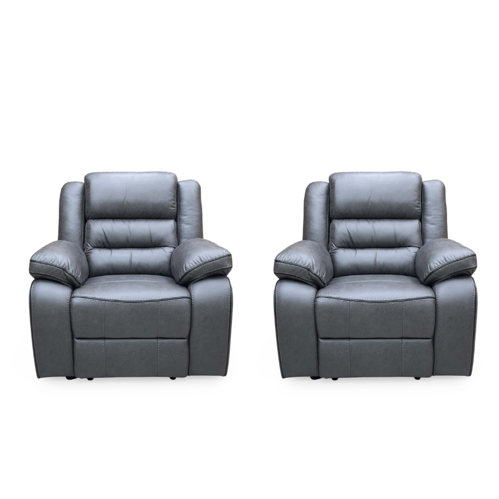 'Vegas' Charcoal Grey Microfibre Power Recliner Chairs - Set of 2